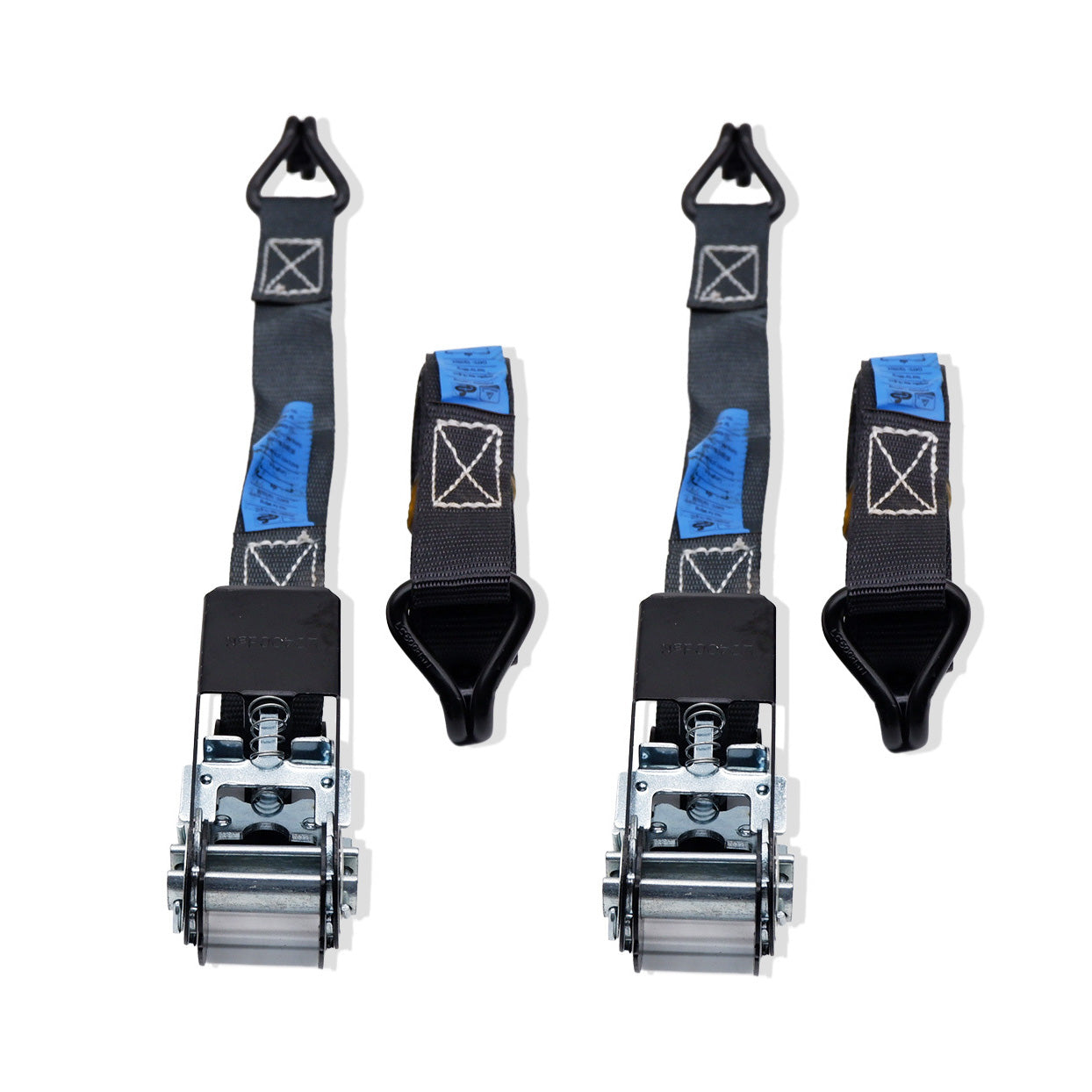 Pair of 800kg Black Ratchet Straps - 4m